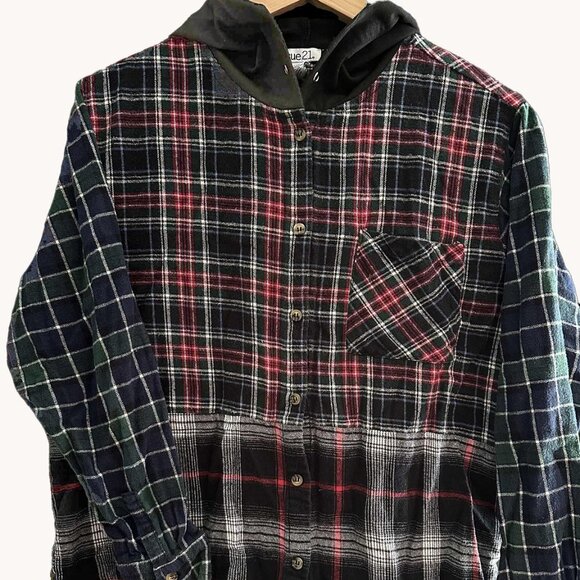 Rue 21 Button up Hooded Flannel - Picture 1 of 5